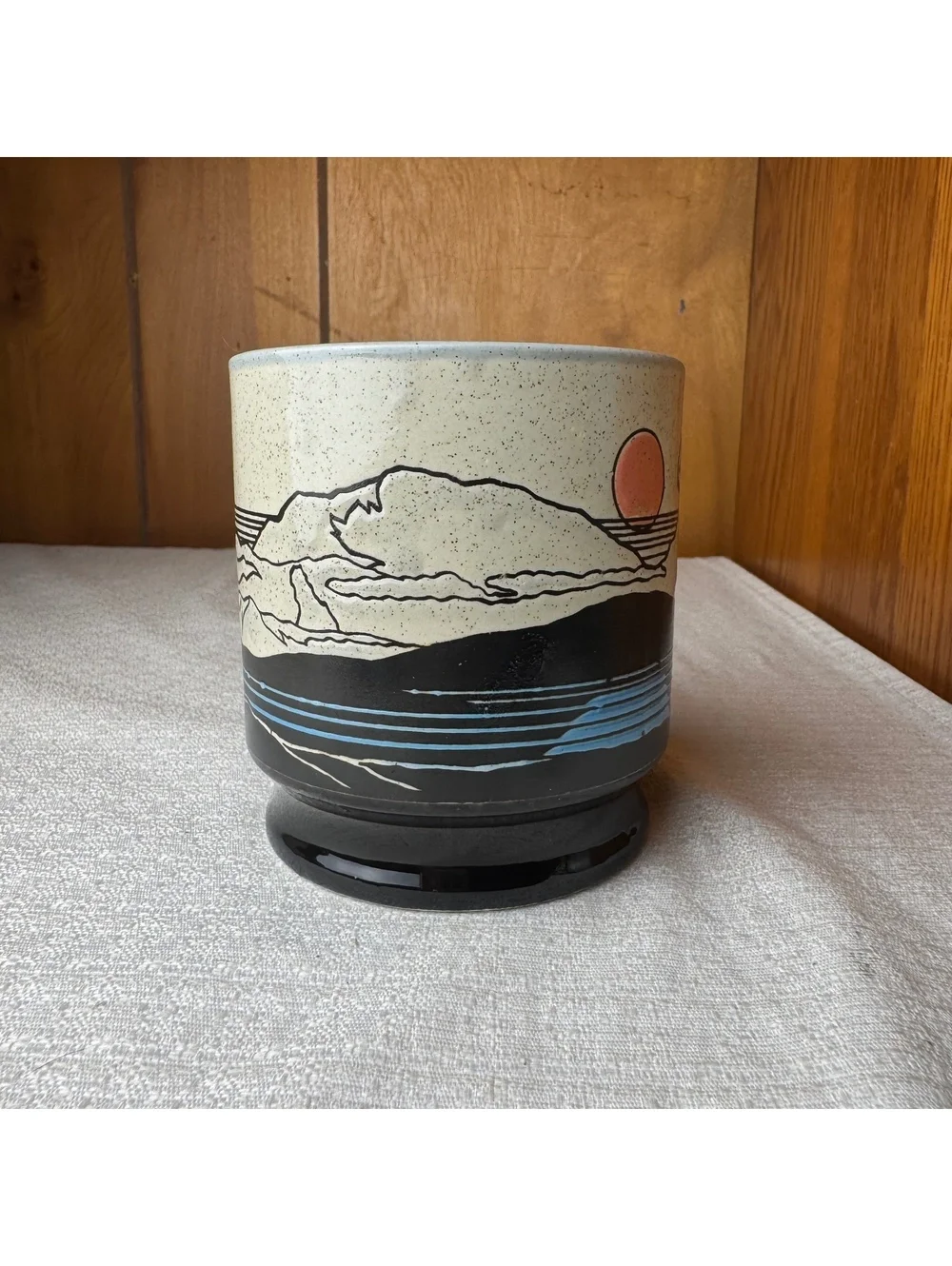 Vintage Alaska Souvenir Mug Mountain Lake Scenic Ceramic Coffee Cup 3.75 Inch